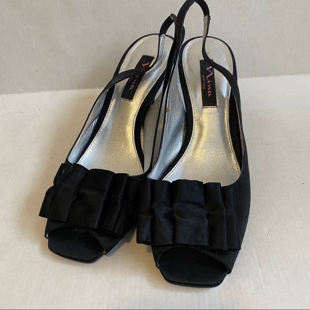 Nina New York Black Peep Toe Heels Sz 8